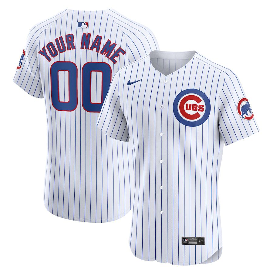 Men Chicago Cubs Nike White Home Elite Custom MLB Jersey